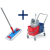 Zestaw: Kompletny mop 40cm Flipper + wózek porządkowy TOM 2x25l chrom